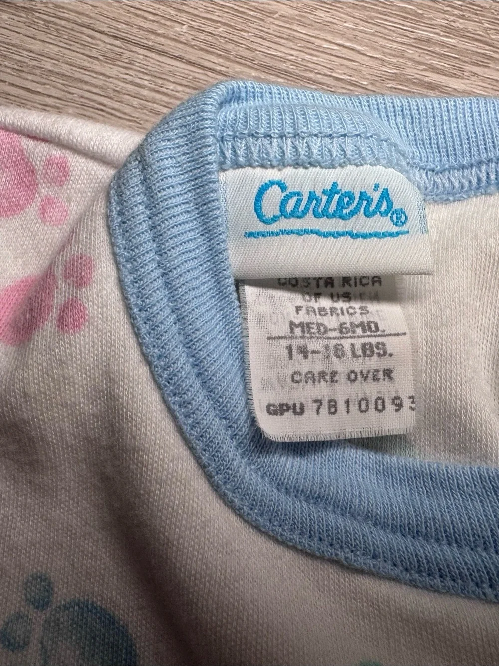 VTG Carter's Pastel Teddy Bear Paw Print Slouchy Romper Jumpsuit 6M 80s 90s